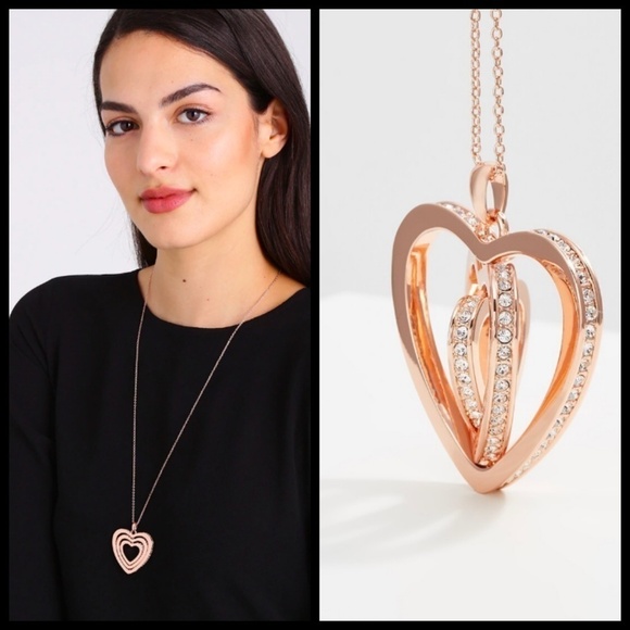 💕TED BAKER LONDON💕 Rose Gold Spinning Heart Necklace NWT - Picture 3 of 8